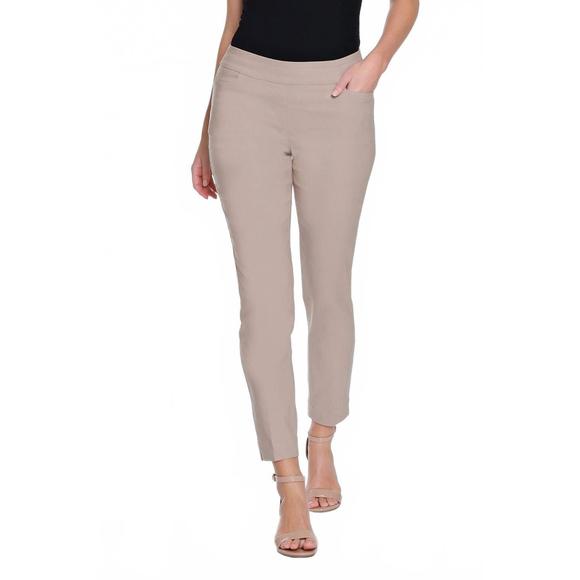 NEW SLIMSATION BY MULTIPLES pull-on ankle pant with real pockets in stone - Picture 1 of 7